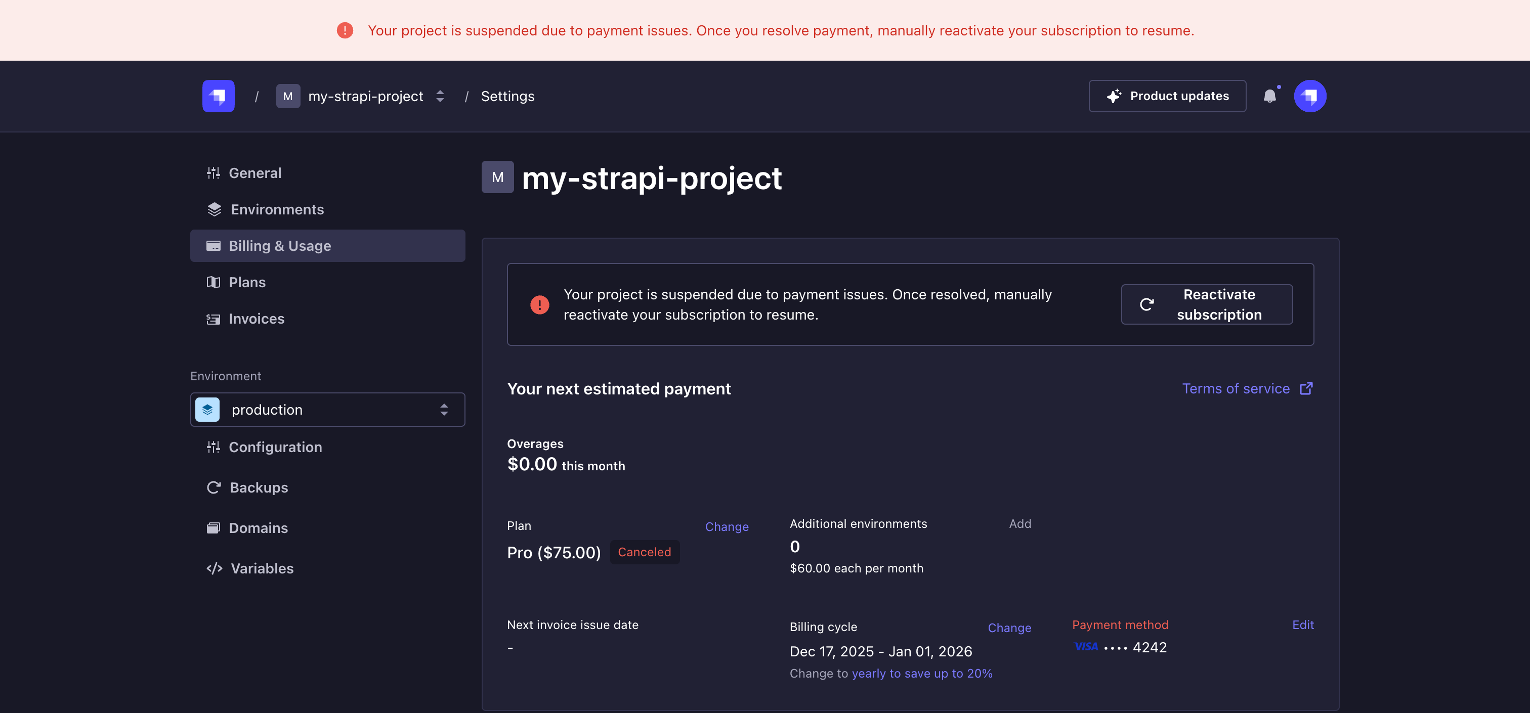 Reactivate subscription